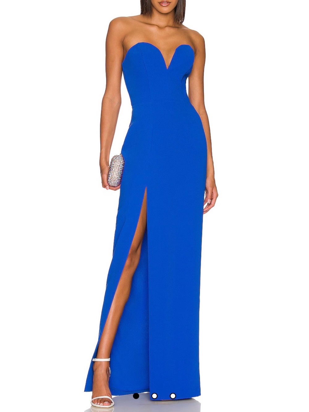 REVOLVE Strapless Cobalt Blue Sweetheart Gown with Thigh Slit
